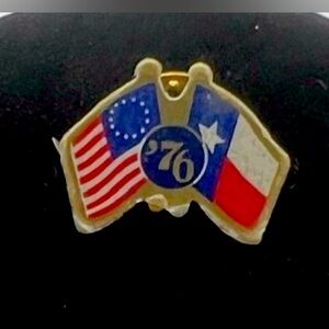 Bicentennial Two American and Texas Flag Pin
